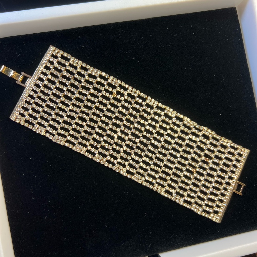 Gold Rhinestone Bracelet Vintage